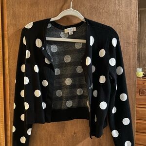 Black and White Cropped Cardigan Sweater